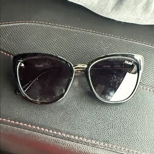 Quay Australia Black Cat Eye Sunglasses with Gold Bridge